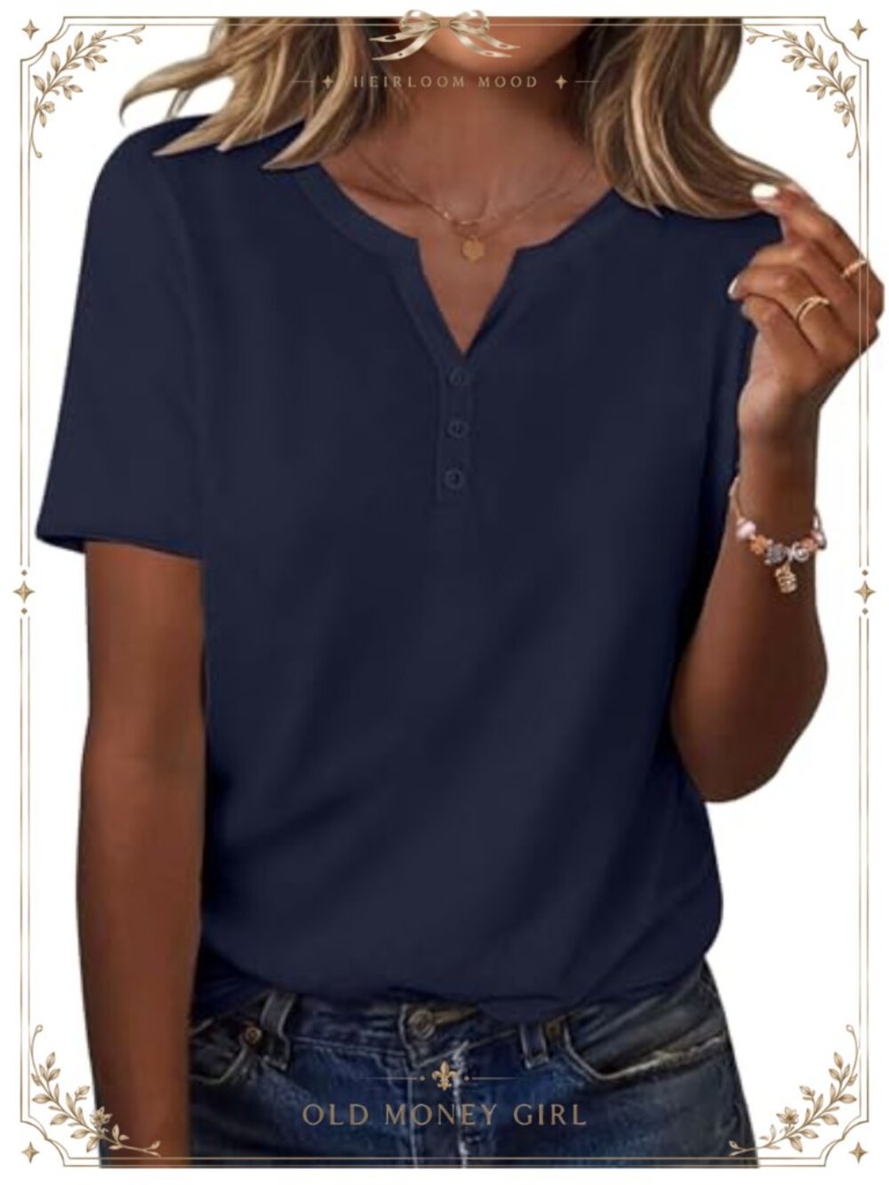 Womens V Neck Button Short Sleeve T-Shirt Dressy Casual Blouse
